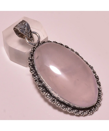 Amazing beautiful natural rose quartz gemstone 925 sterling silver pendent | Save 33% - Rajasthan Living