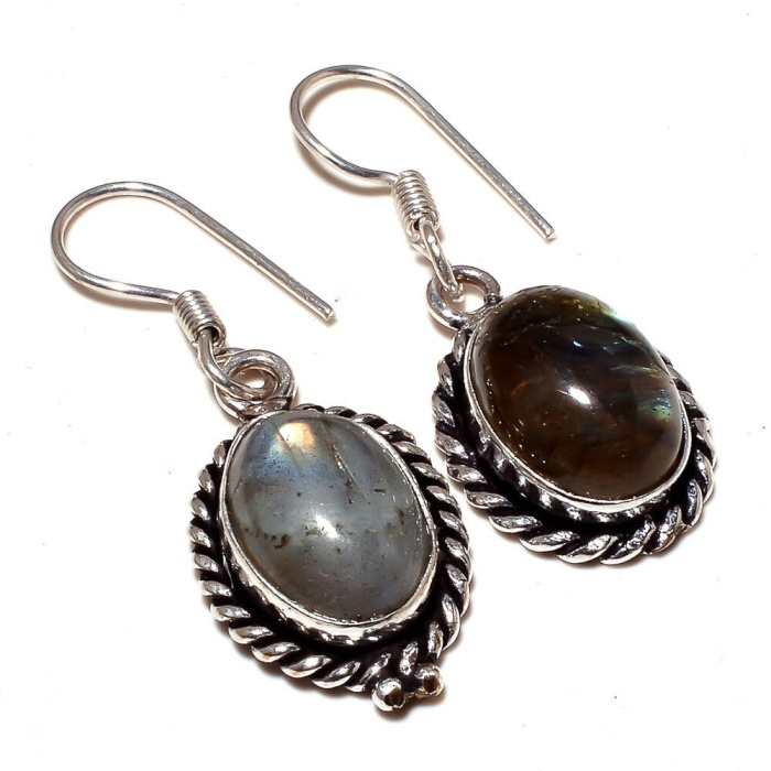 LABRADORITE 925 Sterling Silver Plated Earrings | Save 33% - Rajasthan Living 5