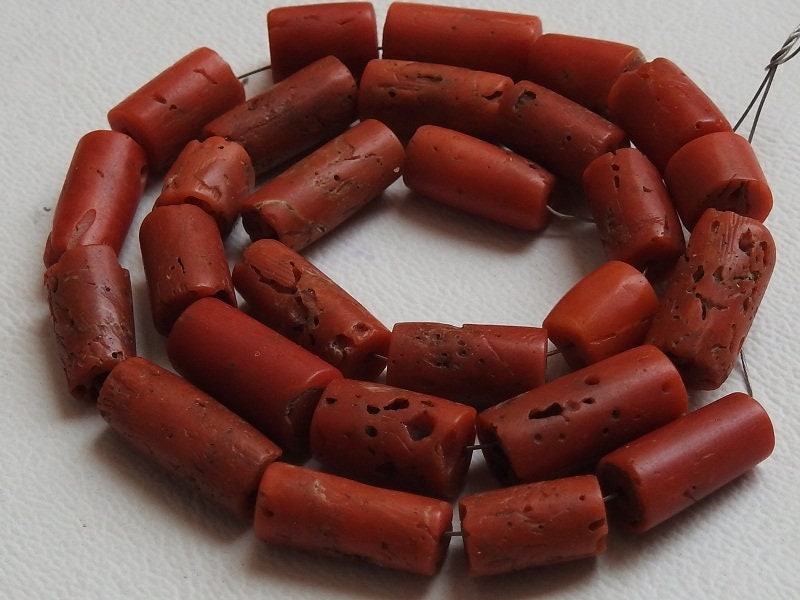12″ Natural Red Coral Smooth Tube,Drum Shape,Bead 13X8 To 7X6 MM Approx Wholesale Price (bk)CR2 | Save 33% - Rajasthan Living 11