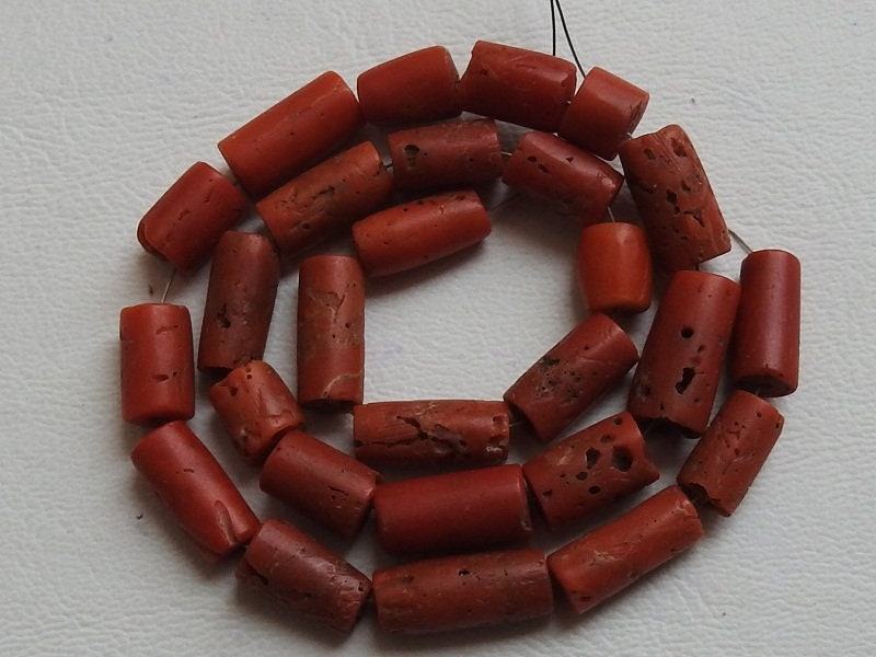 12″ Natural Red Coral Smooth Tube,Drum Shape,Bead 13X8 To 7X6 MM Approx Wholesale Price (bk)CR2 | Save 33% - Rajasthan Living 14