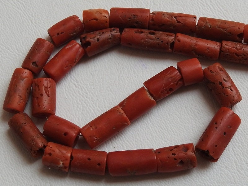 12″ Natural Red Coral Smooth Tube,Drum Shape,Bead 13X8 To 7X6 MM Approx Wholesale Price (bk)CR2 | Save 33% - Rajasthan Living 13