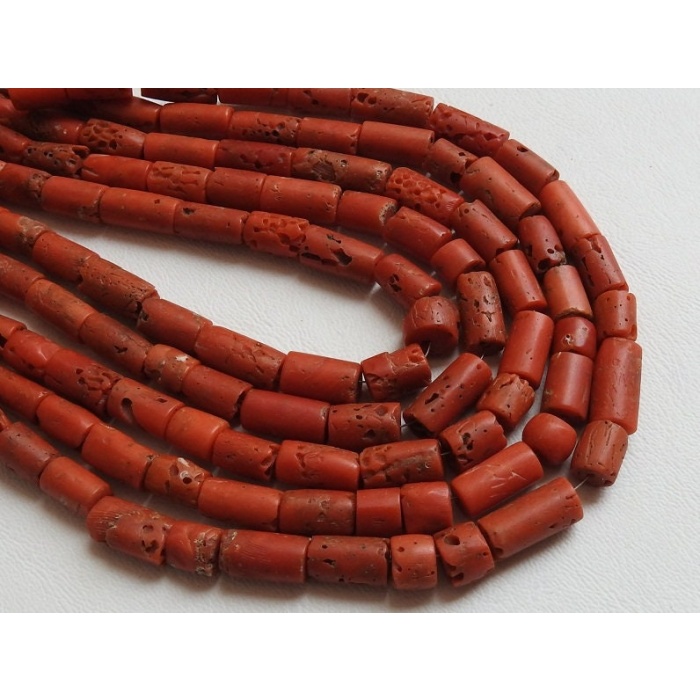 12″ Natural Red Coral Smooth Tube,Drum Shape,Bead 13X8 To 7X6 MM Approx Wholesale Price (bk)CR2 | Save 33% - Rajasthan Living 7