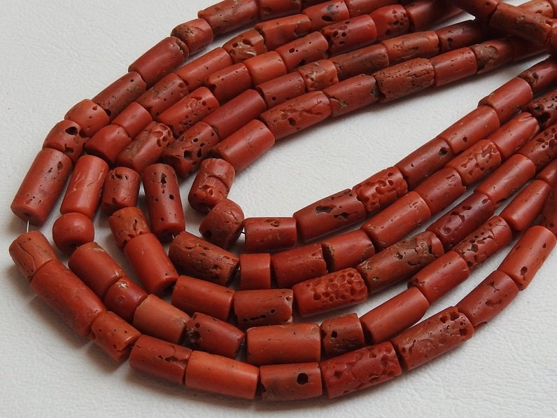 12″ Natural Red Coral Smooth Tube,Drum Shape,Bead 13X8 To 7X6 MM Approx Wholesale Price (bk)CR2 | Save 33% - Rajasthan Living 15