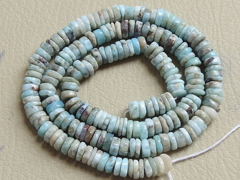 Natural Larimar Smooth Tyre,Button,Coin,Wheel Shape Beads,Handmade,Loose Stone,Wholesale Price,New Arrival, 16Inch Strand (Pme)T1 | Save 33% - Rajasthan Living 14