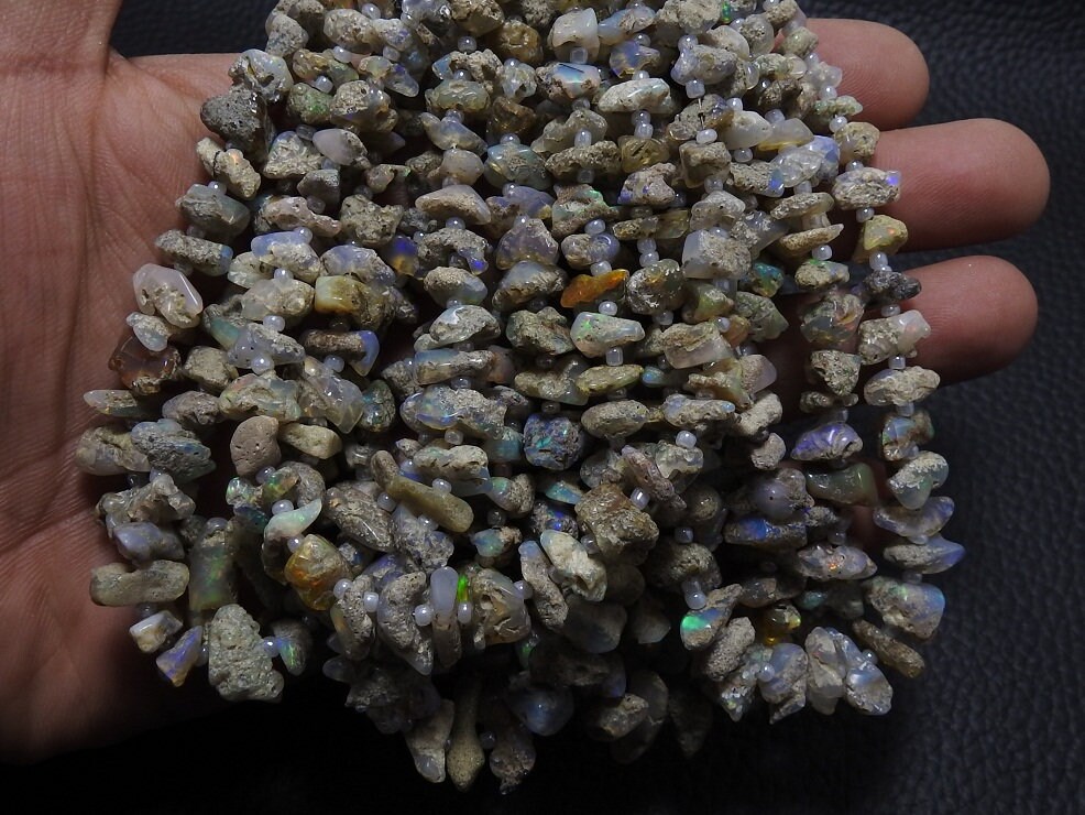 Ethiopian Opal Natural Rough Beads,Unucut,Chip,Nuggets,Loose Stone,Wholesaler,Supplies,Multi Fire 10Inch Strand 12X7To5X4MM Approx (wm)EO1 | Save 33% - Rajasthan Living 16