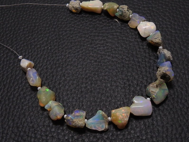 Ethiopian Opal Rough Tumble,Nugget,Polished,Loose Raw Stone,Multi Fire,Minerals Gemstone,8Inch Strand 12X10To8X6 MM Approx 100%Natural EO-2 | Save 33% - Rajasthan Living 15