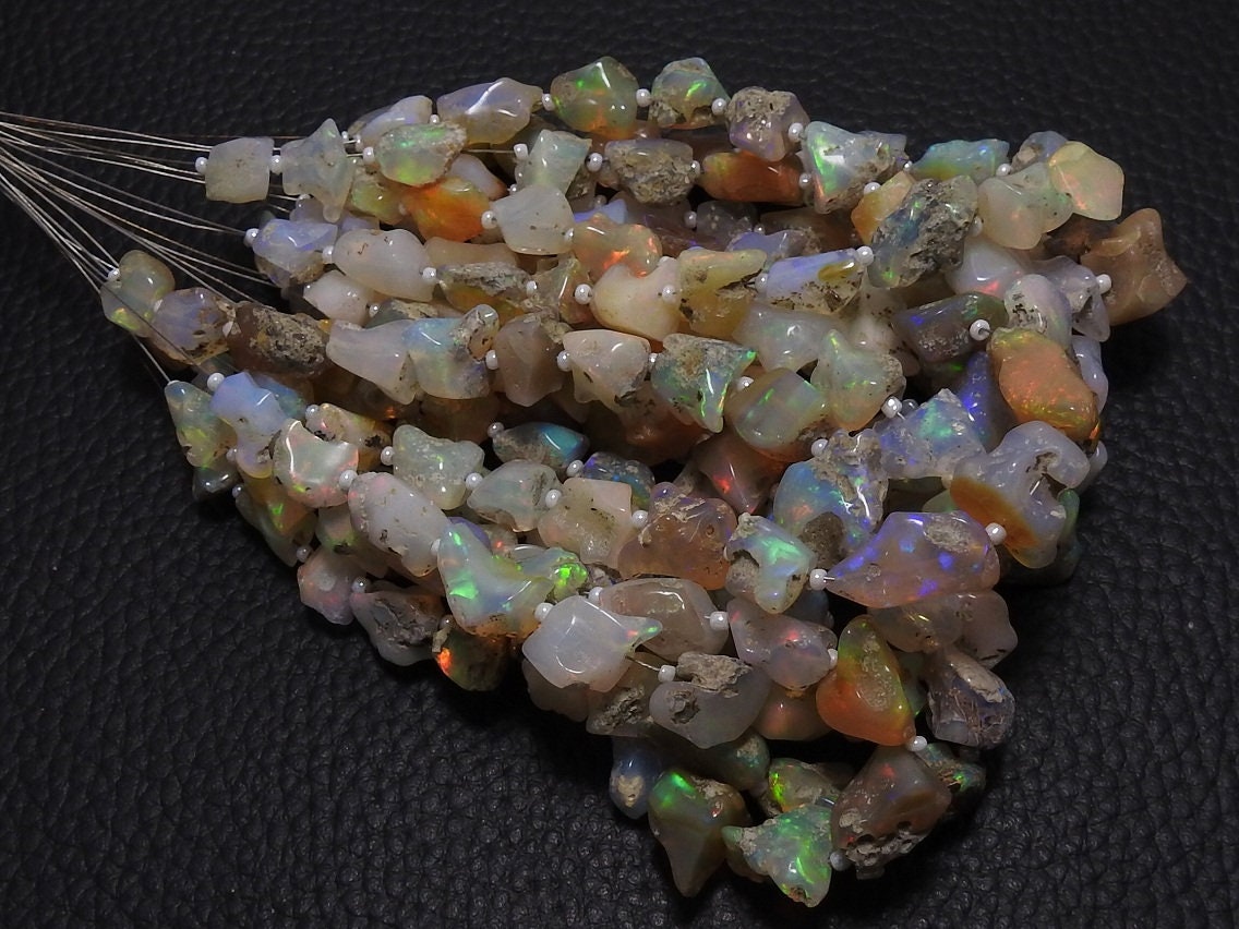 Ethiopian Opal Rough Tumble,Nugget,Polished,Loose Raw Stone,Multi Fire,Minerals Gemstone,8Inch Strand 12X10To8X6 MM Approx 100%Natural EO-2 | Save 33% - Rajasthan Living 14
