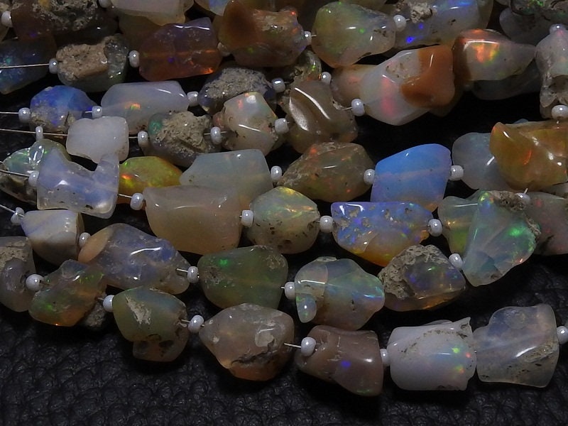 Ethiopian Opal Rough Tumble,Nugget,Polished,Loose Raw Stone,Multi Fire,Minerals Gemstone,8Inch Strand 12X10To8X6 MM Approx 100%Natural EO-2 | Save 33% - Rajasthan Living 12