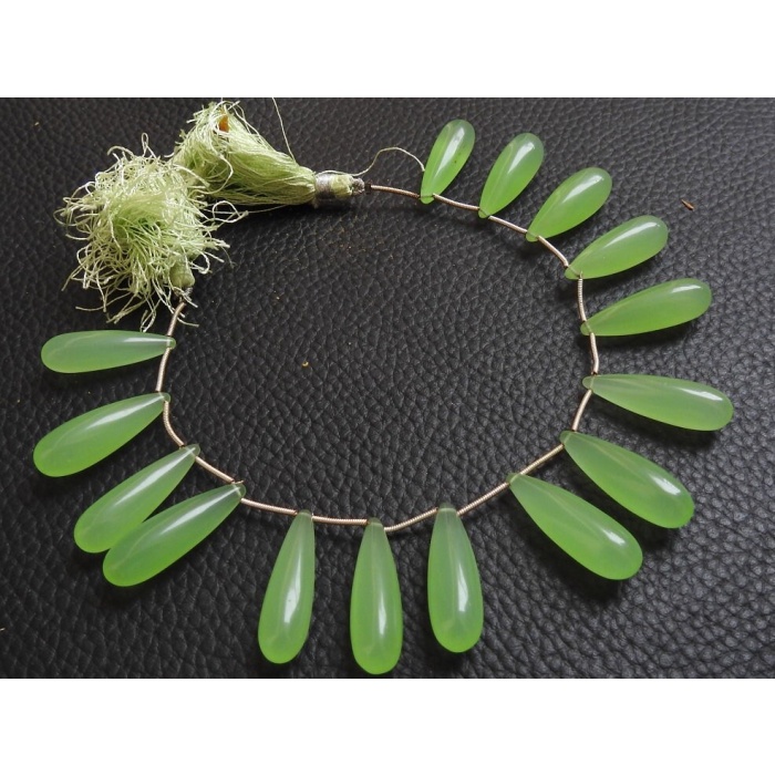 Prehnite Green Chalcedony Smooth Elongated Drops,Teardrop,Briolettes,For Making Jewelry,8Inchs Strand 29X10To23X9MM Approx CY1 | Save 33% - Rajasthan Living 10