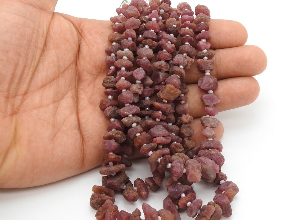 Natural Ruby Rough,Anklet,Chip,Uncut,Beads,Loose Raw,Minerals Crystal 9Inch Strand 13X7To7X7MM Approx Wholesaler Supplies R3 | Save 33% - Rajasthan Living 12