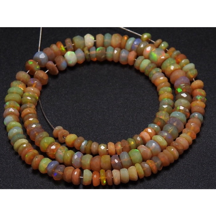 Natural Ethiopian Opal,Yellow Multi Fire, Faceted Roundel Bead,Loose Gemstone,Welo Opal | Save 33% - Rajasthan Living 9