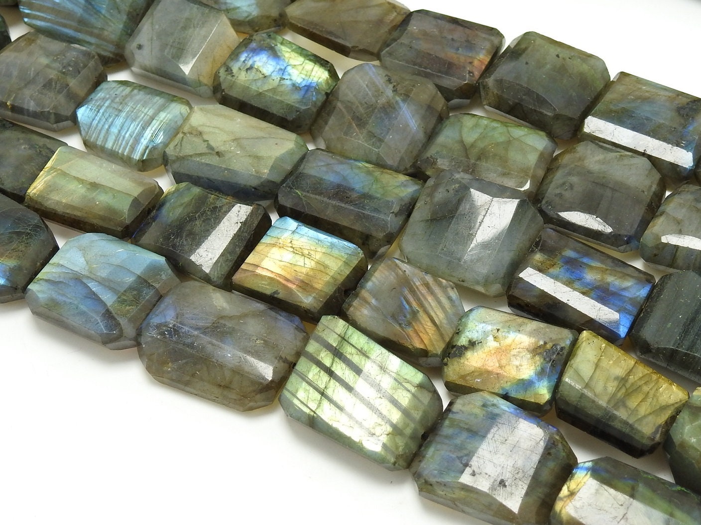 Labradorite Faceted Flat Tumble,Multi Fire,Gemstone Nugget,Handmade,Loose Stone,Spectrolite 10 Piece 20X15To15X12MM Approx 100%Natural TU2 | Save 33% - Rajasthan Living 14