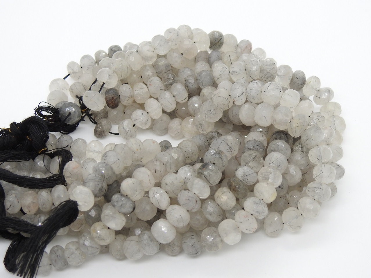 Black Rutile Quartz Faceted Roundel Beads,Loose Stone,Handmade,For Making Jewelry,10Inchs Strand 8MM Approx,Wholesaler,Supplies PME-B3 | Save 33% - Rajasthan Living 11