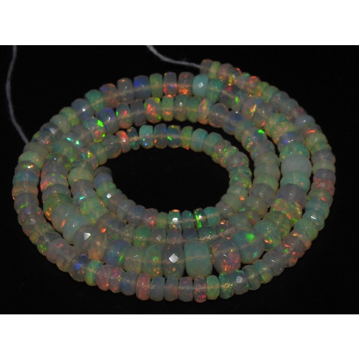 Natural Ethiopian Opal Faceted Roundel Beads,Multi Fire,Handmade,Loose Stone 9Inch Strand 4To7MM Approx Wholesale Price New Arrival PME-EO2 | Save 33% - Rajasthan Living 10