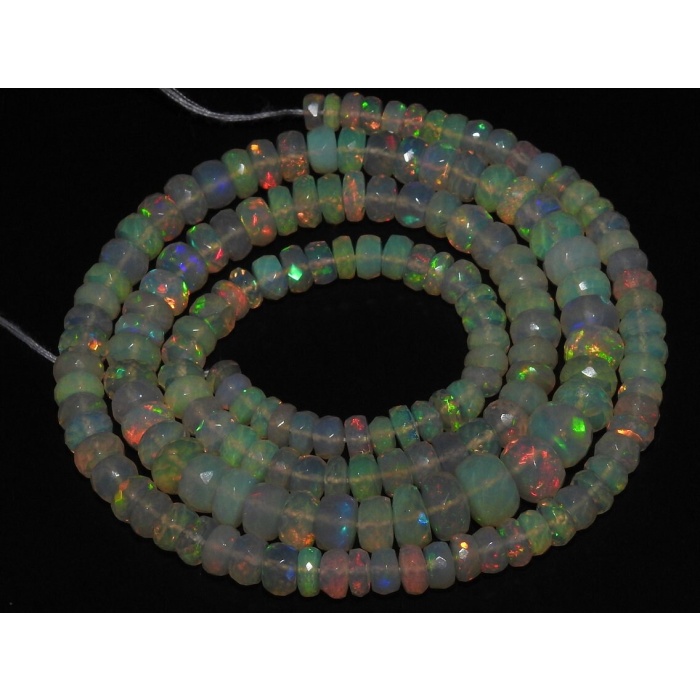 Natural Ethiopian Opal Faceted Roundel Beads,Multi Fire,Handmade,Loose Stone 9Inch Strand 4To7MM Approx Wholesale Price New Arrival PME-EO2 | Save 33% - Rajasthan Living 8