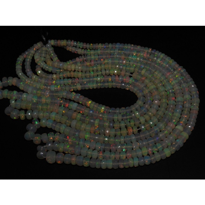 Natural Ethiopian Opal Faceted Roundel Beads,Multi Fire,Handmade,Loose Stone 9Inch Strand 4To7MM Approx Wholesale Price New Arrival PME-EO2 | Save 33% - Rajasthan Living 7