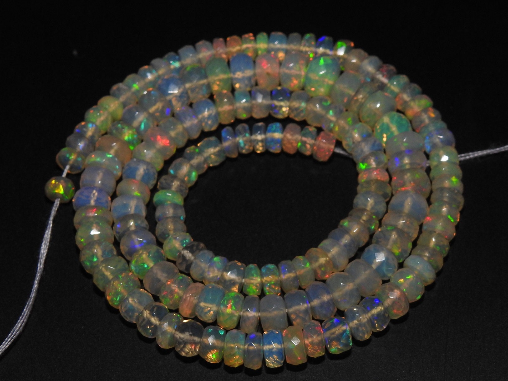 Ethiopian Opal Faceted Roundel Beads,Loose Stone,Multi Fire,Handmade,For Making Jewelry,4To6MM Approx,Wholesaler,Supplies,100%NaturalPME-EO2 | Save 33% - Rajasthan Living 13