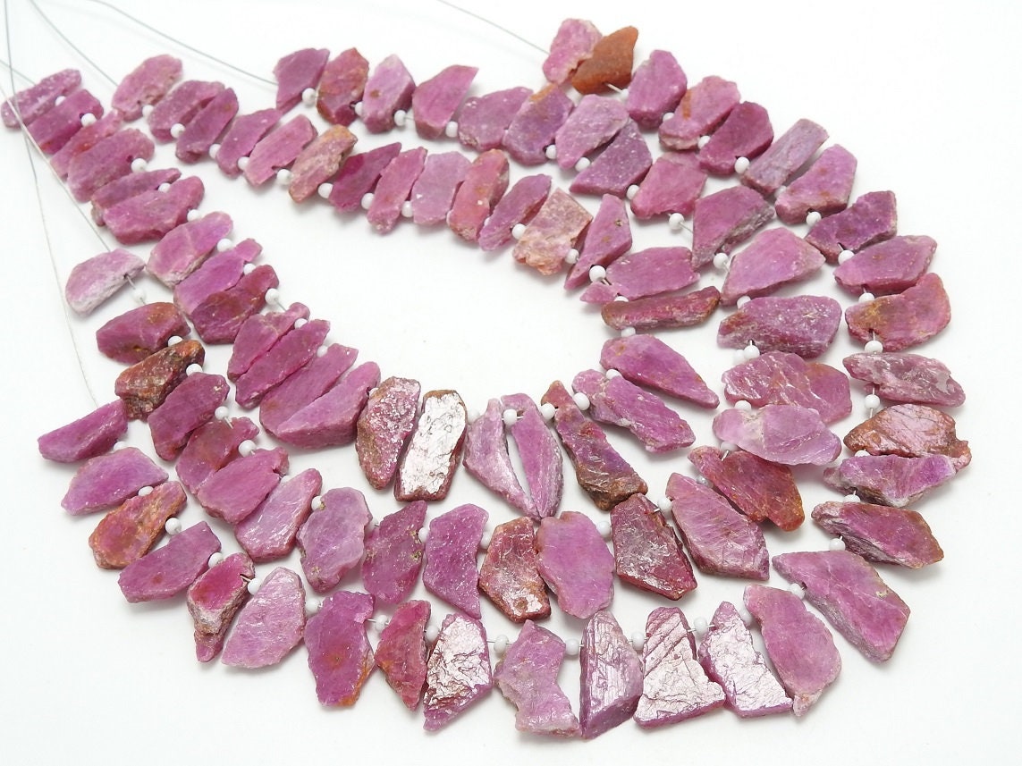 African Ruby Natural Chrystal Rough Slice,Slab,Stick,Nuggets,Loose Raw,8Inchs Strand 18X10To15X6MM Approx,Wholesale Price,New Arrival R4 | Save 33% - Rajasthan Living 13