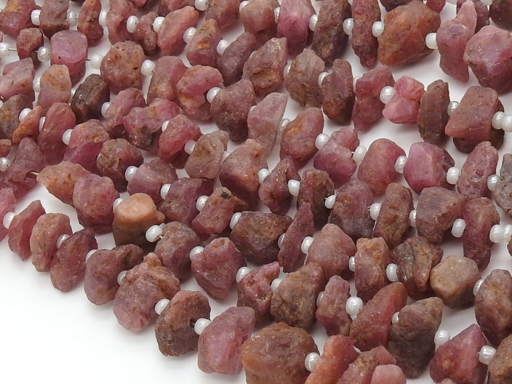 Natural Ruby Rough,Anklet,Chip,Uncut,Beads,Loose Raw,Minerals Crystal 9Inch Strand 13X7To7X7MM Approx Wholesaler Supplies R3 | Save 33% - Rajasthan Living 13