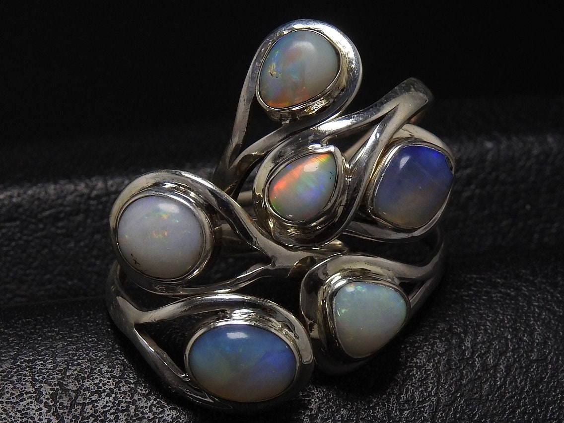 Australian Opal Ring,Sterling Silver Jewelry,Multi Fire,Adjustable,Handmade,One Of A Kind,Gift For Her,Wholesaler,Supplies,New Arrivals MS | Save 33% - Rajasthan Living 21
