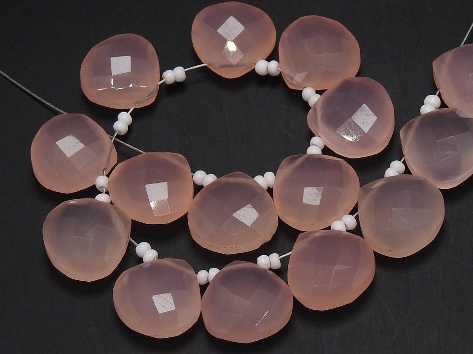 12X12MM Approx,Pink Rose Chalcedony Faceted Heart Shape,Teardrop,Drop,Handmade,Wholesale Price,New Arrival PME-CY1 | Save 33% - Rajasthan Living 13
