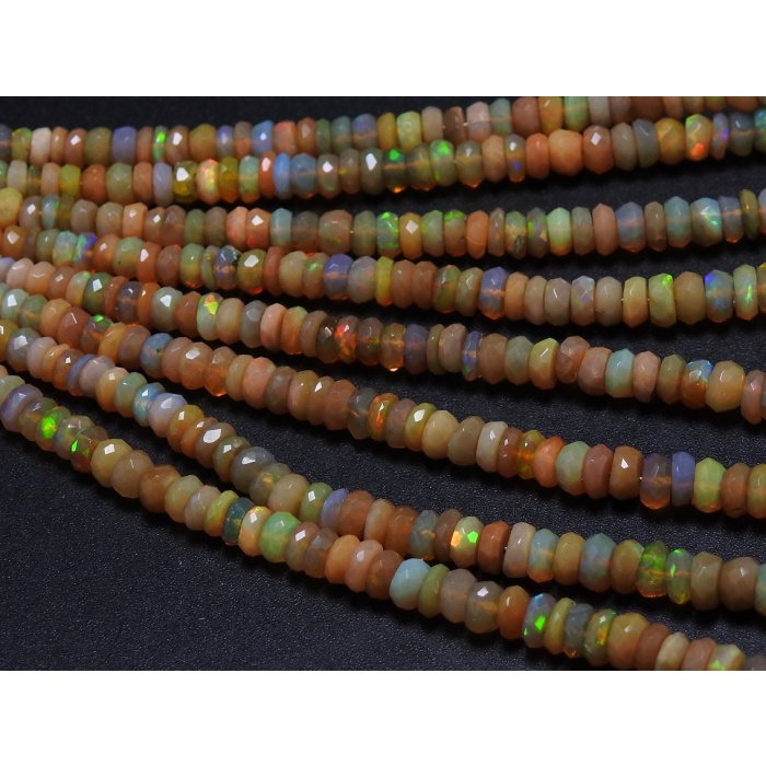 Natural Ethiopian Opal,Yellow Multi Fire, Faceted Roundel Bead,Loose Gemstone,Welo Opal | Save 33% - Rajasthan Living 8