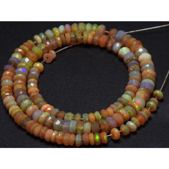 Natural Ethiopian Opal,Yellow Multi Fire, Faceted Roundel Bead,Loose Gemstone,Welo Opal | Save 33% - Rajasthan Living 7