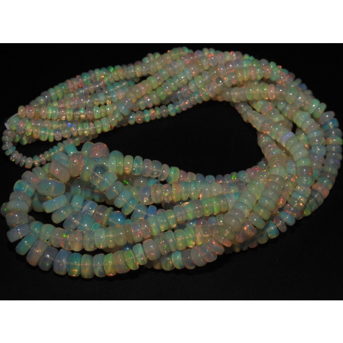 Natural Ethiopian Opal Smooth Roundel Beads,Multi Fire,Loose Stone 16Inch Strand 3X2To7X4MM Approx,Wholesale Price,New Arrival (pme) EO2 | Save 33% - Rajasthan Living 12