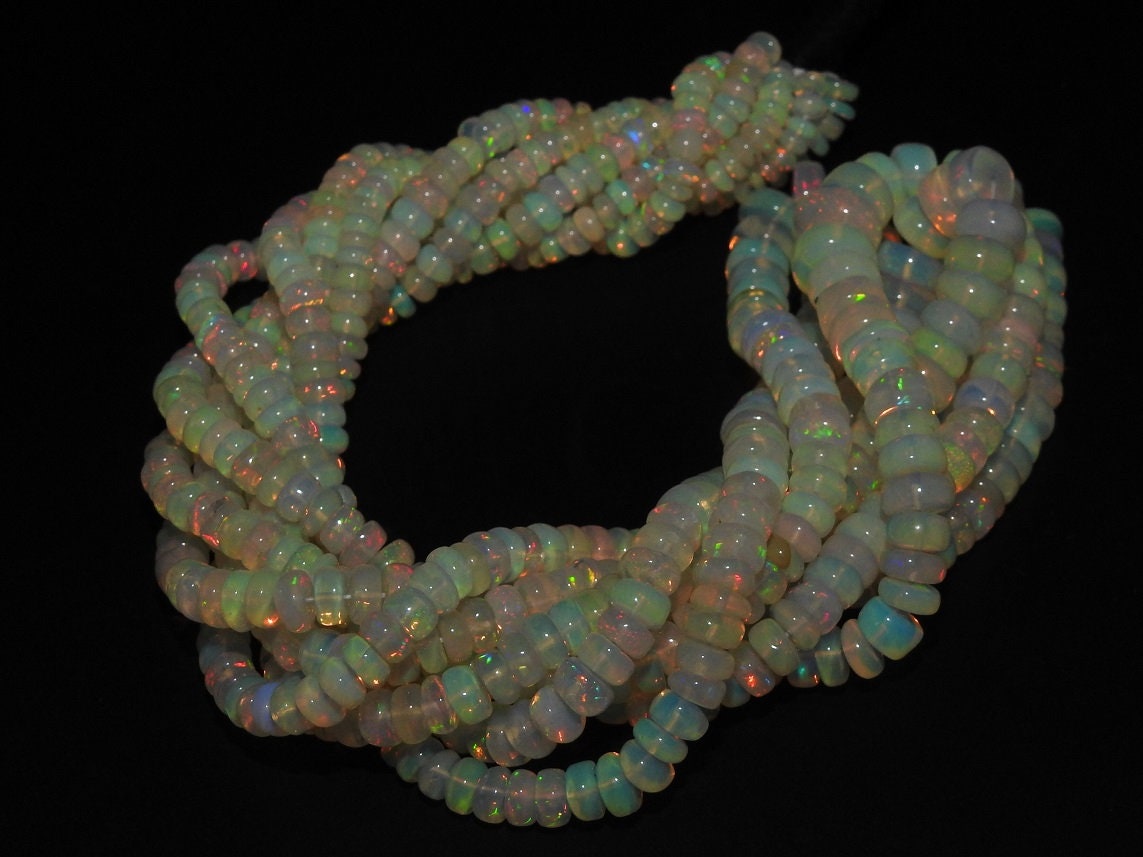 Natural Ethiopian Opal Smooth Roundel Beads,Multi Fire,Loose Stone 16Inch Strand 3X2To7X4MM Approx,Wholesale Price,New Arrival (pme) EO2 | Save 33% - Rajasthan Living 14