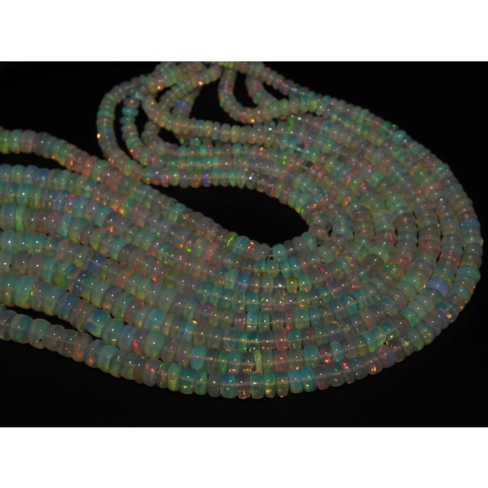 Natural Ethiopian Opal Smooth Roundel Beads,Multi Fire,Loose Stone 16Inch Strand 3X2To7X4MM Approx,Wholesale Price,New Arrival (pme) EO2 | Save 33% - Rajasthan Living 8