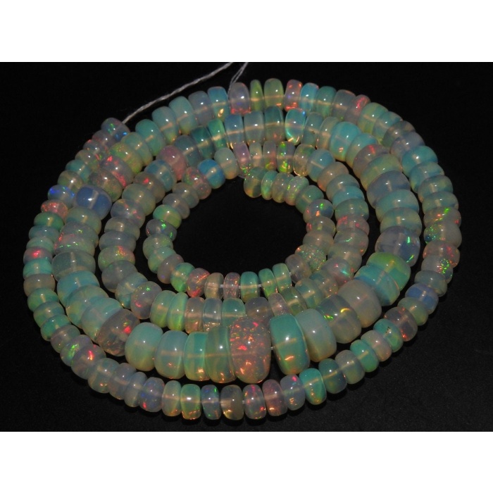 Natural Ethiopian Opal Smooth Roundel Beads,Multi Fire,Loose Stone 16Inch Strand 3X2To7X4MM Approx,Wholesale Price,New Arrival (pme) EO2 | Save 33% - Rajasthan Living 9