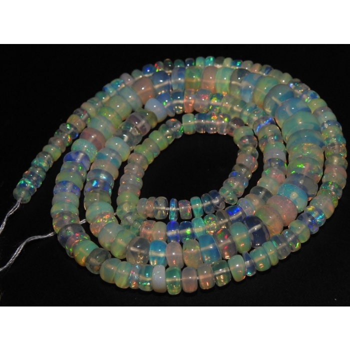 Ethiopian Opal Smooth Roundel Bead,Multi Fire,Handmade,Loose Stone,Necklace,For Making Jewelry,16Inch 7To3MM Approx,PME-EO2 | Save 33% - Rajasthan Living 13