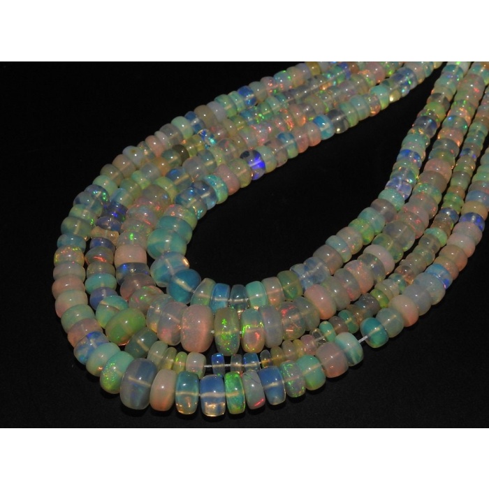 Ethiopian Opal Smooth Roundel Bead,Multi Fire,Handmade,Loose Stone,Necklace,For Making Jewelry,16Inch 7To3MM Approx,PME-EO2 | Save 33% - Rajasthan Living 8