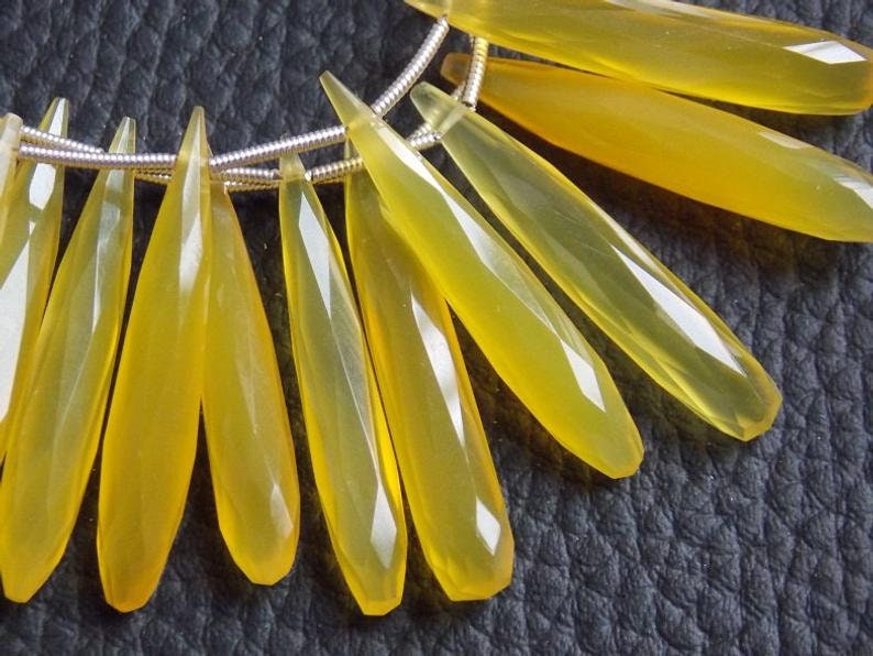 35MM Long Pair,Yellow Chalcedony Faceted Elongated Drops,Teardrop,Loose Stone,For Making Earrings Jewelry,Wholesaler,Supplies PME-CY2 | Save 33% - Rajasthan Living 14