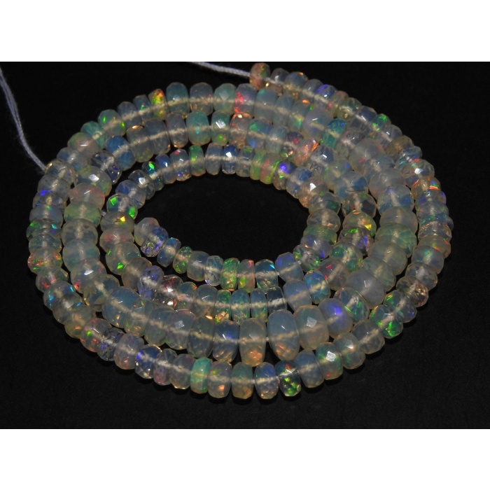 100%Natural Ethiopian Opal Faceted Roundel Bead,Multi Fire Opal,Loose Bead,Opal Beads,Handmade Bead,Fire Opal 4 To 6 MM Approx | Save 33% - Rajasthan Living 12