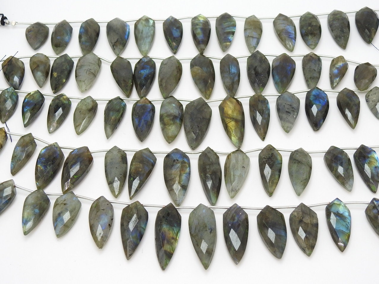 Natural Labradorite Faceted Tie,Fancy,Lady Finger,Briolette,Multi Fire 14Piece 30X12To22X10MM Approx Wholesaler,Supplies PME(BR1) | Save 33% - Rajasthan Living 13