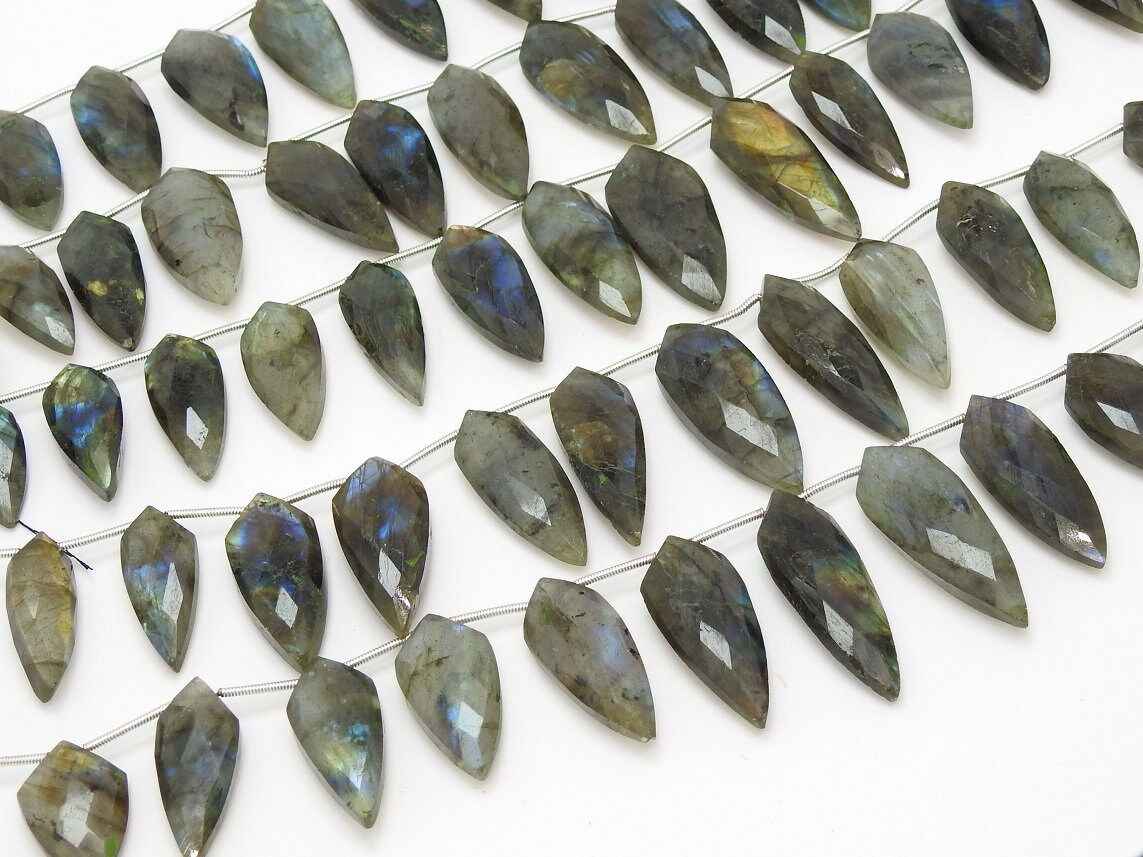Natural Labradorite Faceted Tie,Fancy,Lady Finger,Briolette,Multi Fire 14Piece 30X12To22X10MM Approx Wholesaler,Supplies PME(BR1) | Save 33% - Rajasthan Living 15