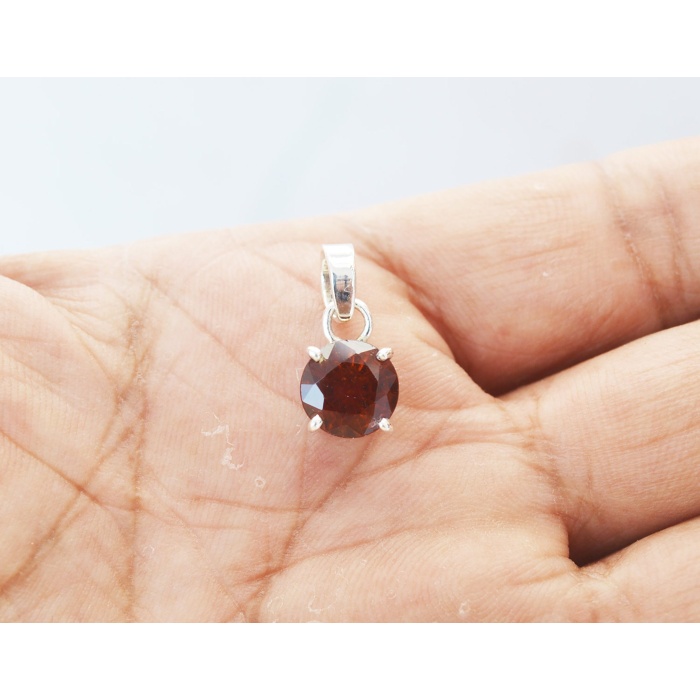 Silver Pendant ultra color rare 100% NATURAL HESSONITE/GARNET Round gemstone Pendant | Save 33% - Rajasthan Living 9