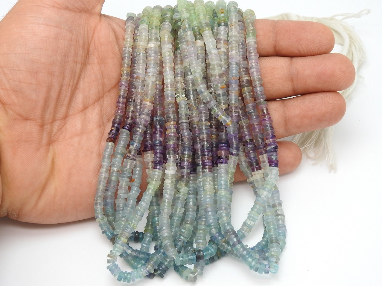 Fluorite Smooth Tyre,Coin,Button,Wheel Beads,Multi Shaded,Handmade,Loose Stone,Wholesaler,Supplies,16Inch 5MM Approx,100%Natural PME-T1 | Save 33% - Rajasthan Living 12