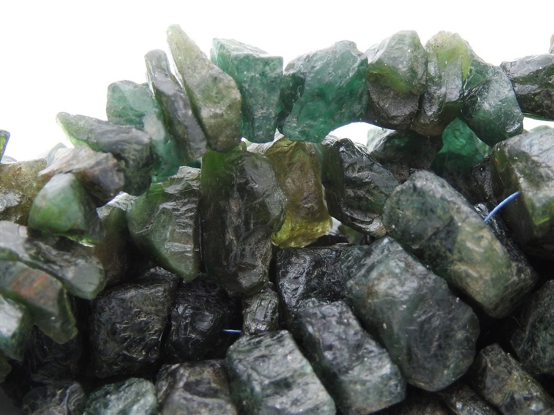 Dark Green Apatite Rough Bead,Anklets,Uncut,Chips,Nuggets,Loose Raw,8Inch Strand 15X10To6X5MM Approx,Wholesaler,Supplies 100%Natural PME-RB5 | Save 33% - Rajasthan Living 14