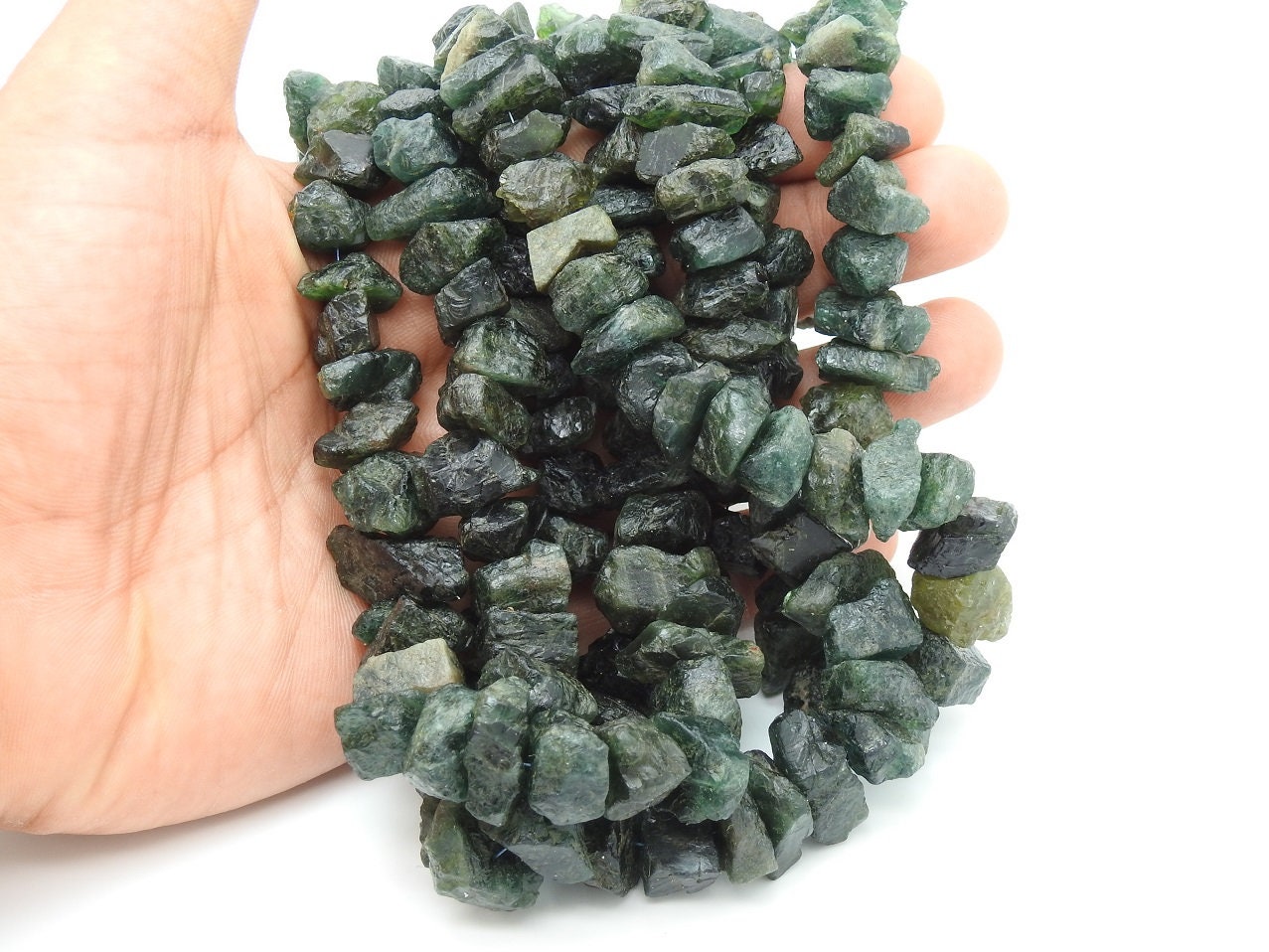 Dark Green Apatite Rough Bead,Anklets,Uncut,Chips,Nuggets,Loose Raw,8Inch Strand 15X10To6X5MM Approx,Wholesaler,Supplies 100%Natural PME-RB5 | Save 33% - Rajasthan Living 13