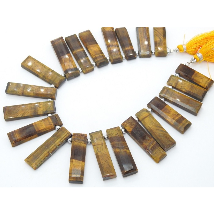 Tiger Eye Jasper Faceted Fancy Rectangle,Baguette,Briolette,Wholesaler,Supplies 9Inch 35X9To18X9MM Approx (pme)BR8 | Save 33% - Rajasthan Living 7