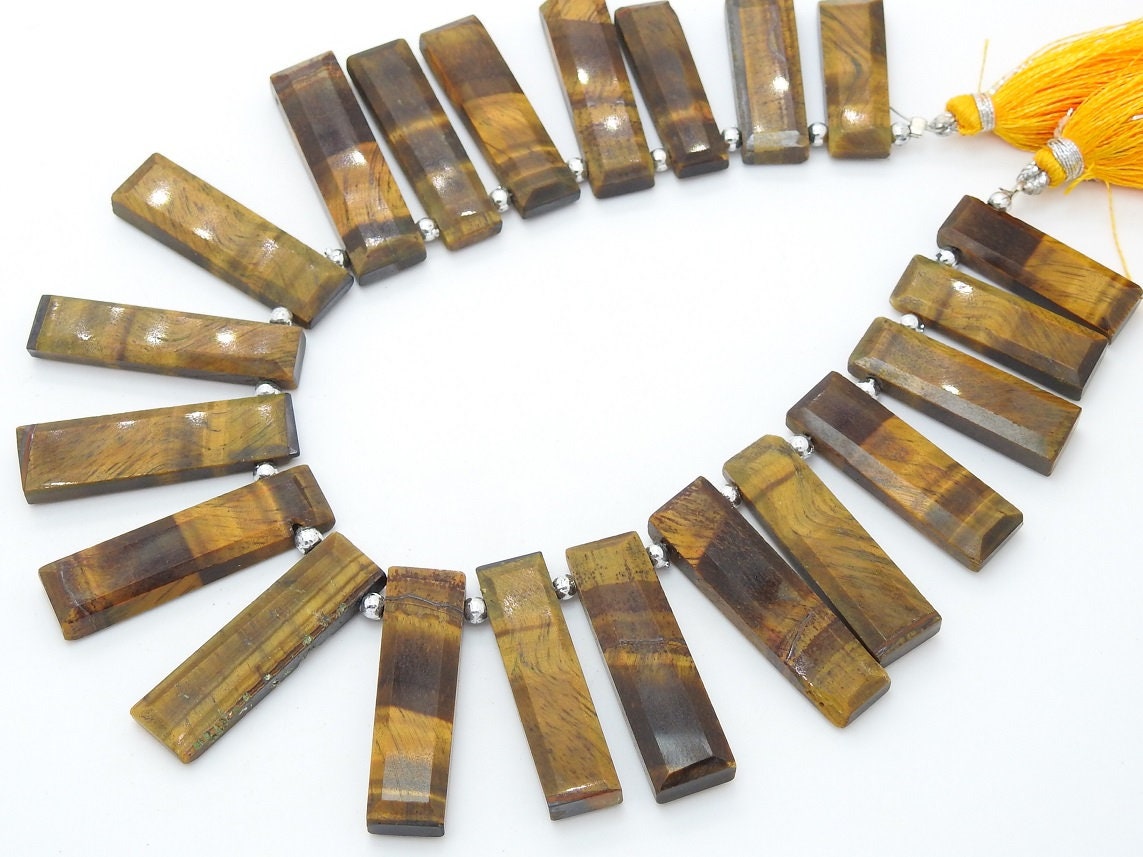 Tiger Eye Jasper Faceted Fancy Rectangle,Baguette,Briolette,Wholesaler,Supplies 9Inch 35X9To18X9MM Approx (pme)BR8 | Save 33% - Rajasthan Living 12