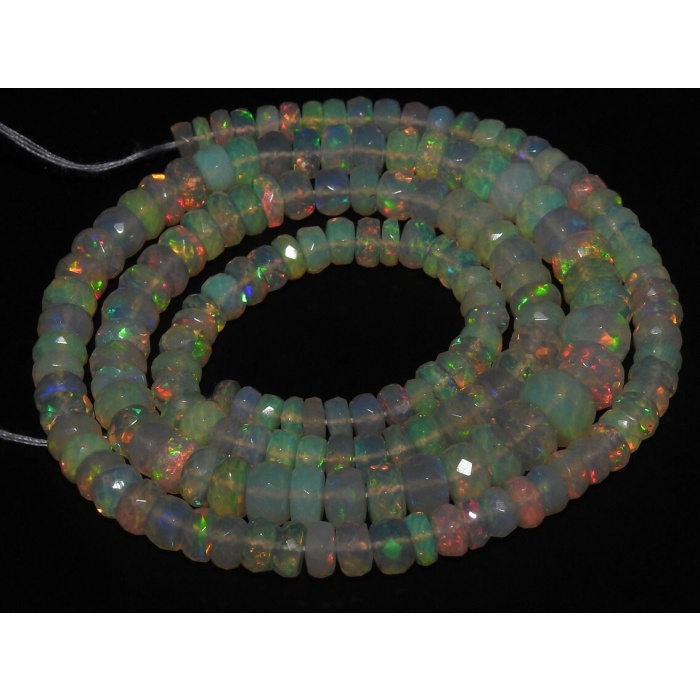 Natural Ethiopian Opal Faceted Roundel Beads,Multi Fire,Handmade,Loose Stone 9Inch Strand 4To7MM Approx Wholesale Price New Arrival PME-EO2 | Save 33% - Rajasthan Living 6