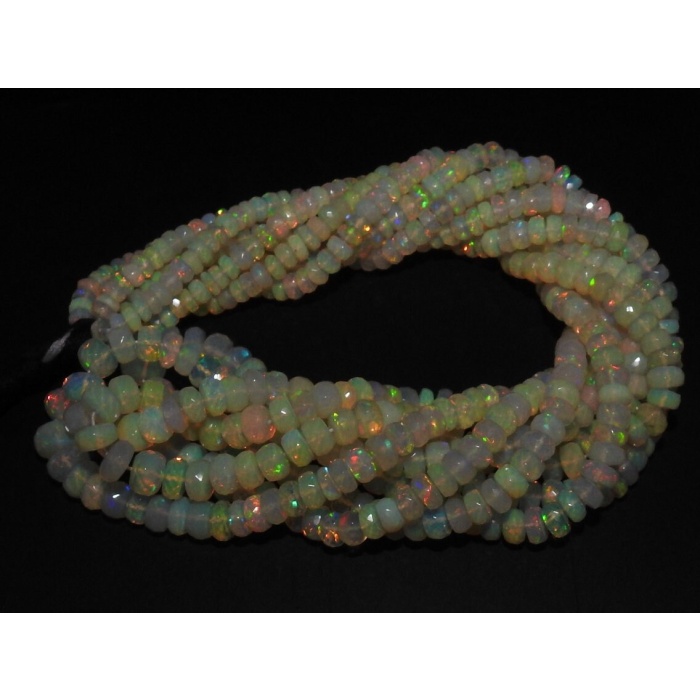 Natural Ethiopian Opal Faceted Roundel Beads,Multi Fire,Handmade,Loose Stone 9Inch Strand 4To7MM Approx Wholesale Price New Arrival PME-EO2 | Save 33% - Rajasthan Living 11