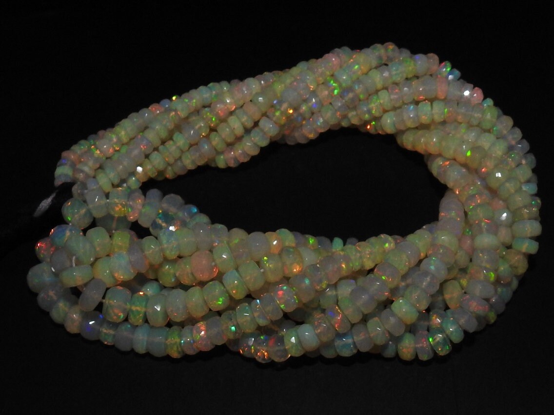 Natural Ethiopian Opal Faceted Roundel Beads,Multi Fire,Handmade,Loose Stone 9Inch Strand 4To7MM Approx Wholesale Price New Arrival PME-EO2 | Save 33% - Rajasthan Living 17