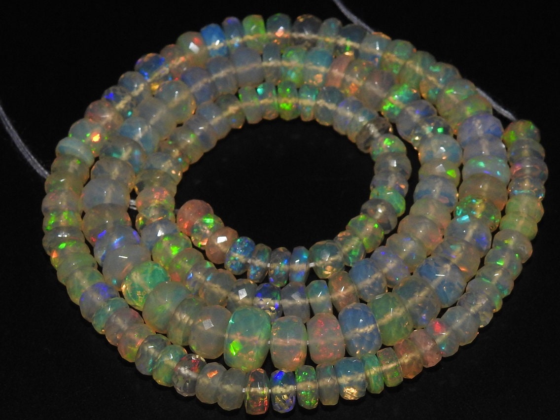 Ethiopian Opal Faceted Roundel Beads,Loose Stone,Multi Fire,Handmade,For Making Jewelry,4To6MM Approx,Wholesaler,Supplies,100%NaturalPME-EO2 | Save 33% - Rajasthan Living 11