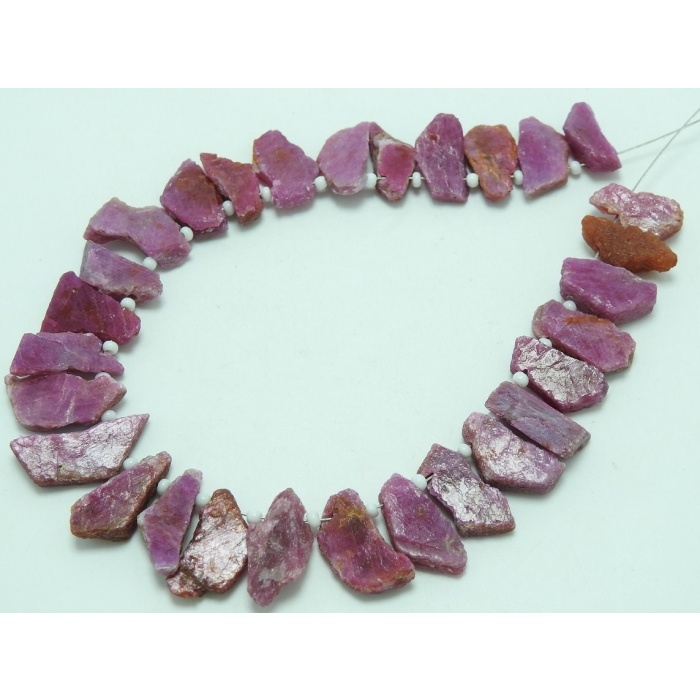 African Ruby Natural Chrystal Rough Slice,Slab,Stick,Nuggets,Loose Raw,8Inchs Strand 18X10To15X6MM Approx,Wholesale Price,New Arrival R4 | Save 33% - Rajasthan Living 7