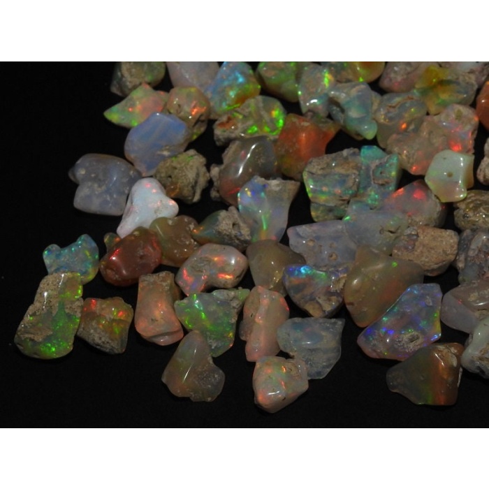2 Piece Ethiopian Opal Natural Rough Tumble,Drilled,Polished,Loose Raw,Multi Fire Opal Raw,Rough Jewelry,Opal Nugget 12X10 To 8X6 MM Approx | Save 33% - Rajasthan Living 6