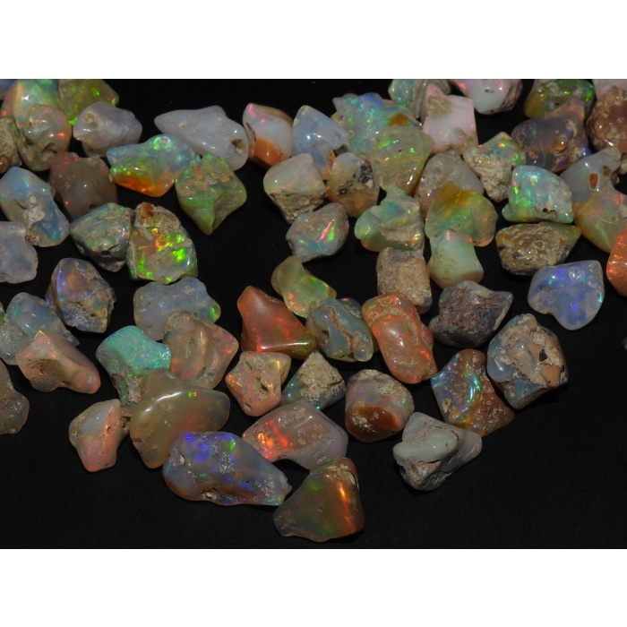 2 Piece Ethiopian Opal Natural Rough Tumble,Drilled,Polished,Loose Raw,Multi Fire Opal Raw,Rough Jewelry,Opal Nugget 12X10 To 8X6 MM Approx | Save 33% - Rajasthan Living 10